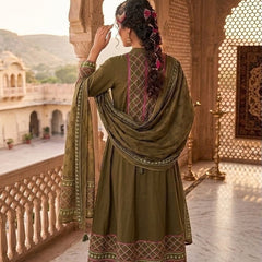 Heritage Print Flared Anarkali Kurta Set with Dupatta