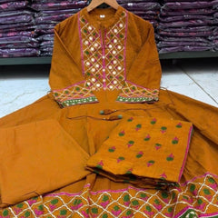 Heritage Print Flared Anarkali Kurta Set with Dupatta