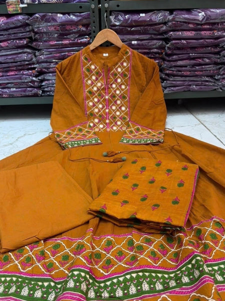 Heritage Print Flared Anarkali Kurta Set with Dupatta