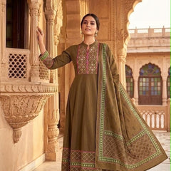 Heritage Print Flared Anarkali Kurta Set with Dupatta