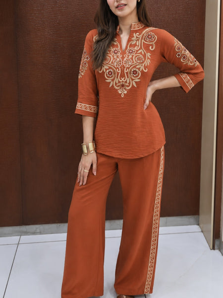 Women’s Cotton Embroidered Co-Ord Set