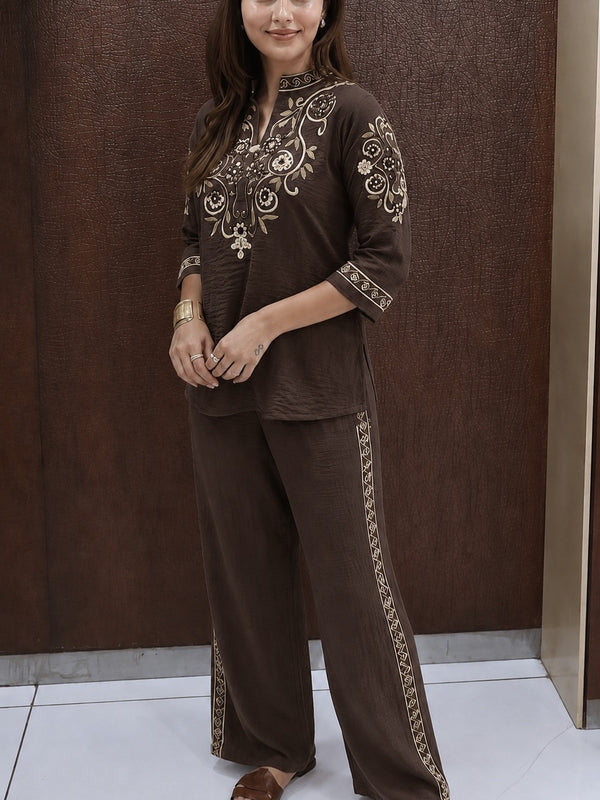 Women’s Cotton Embroidered Co-Ord Set