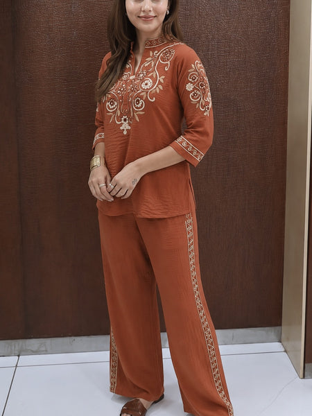 Women’s Cotton Embroidered Co-Ord Set