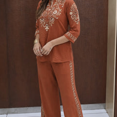 Women’s Cotton Embroidered Co-Ord Set