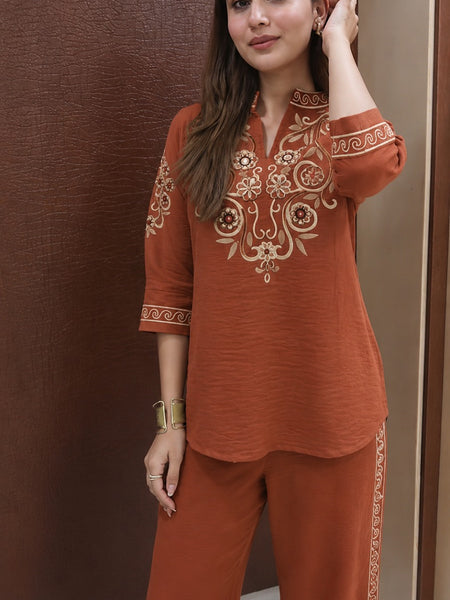 Women’s Cotton Embroidered Co-Ord Set