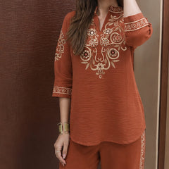 Women’s Cotton Embroidered Co-Ord Set