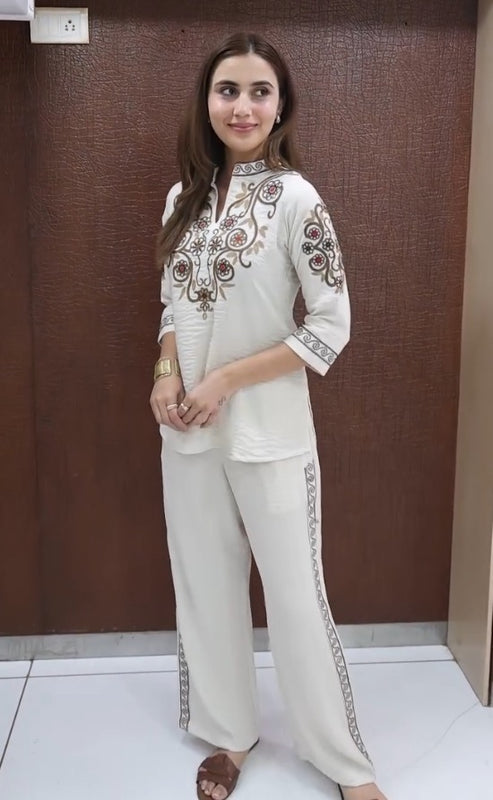 Women’s Cotton Embroidered Co-Ord Set