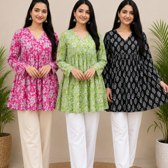 Women's Cotton Printed Kurti Pack of 3