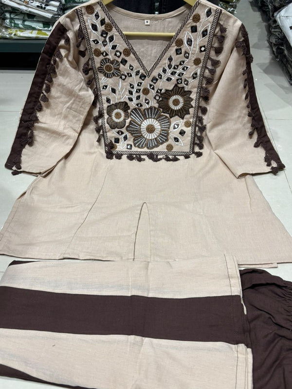 Women's Cotton Embroidered Co-Ord Set