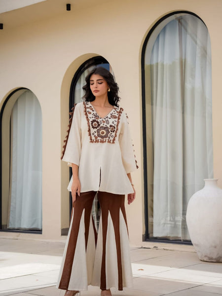 Women's Cotton Embroidered Co-Ord Set