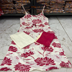 Women's Lotus Floral Cotton 3-PC Suit Set