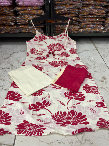 Women's Lotus Floral Cotton 3-PC Suit Set