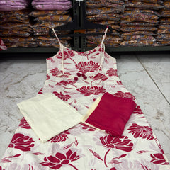 Women's Lotus Floral Cotton 3-PC Suit Set