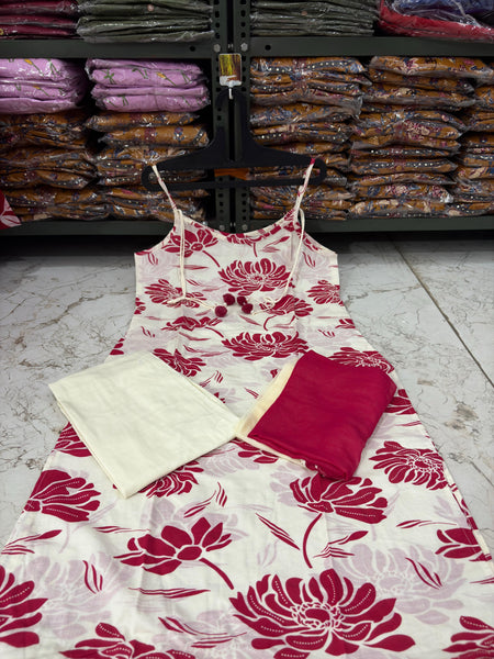 Women's Lotus Floral Cotton 3-PC Suit Set