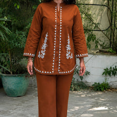 Women's Cotton Embroidered Co-Ord Set