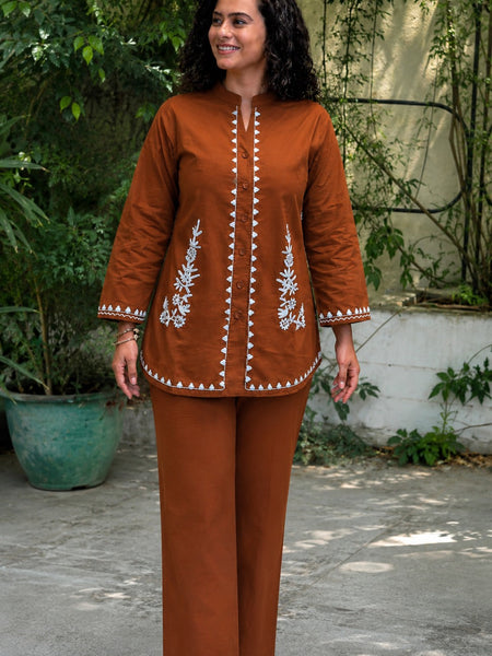 Women's Cotton Embroidered Co-Ord Set
