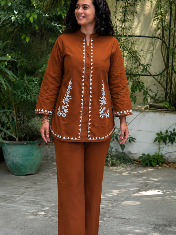 Women's Cotton Embroidered Co-Ord Set