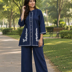 Women's Cotton Embroidered Co-Ord Set
