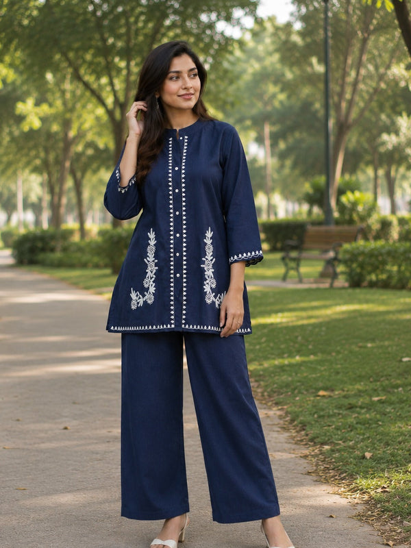 Women's Cotton Embroidered Co-Ord Set
