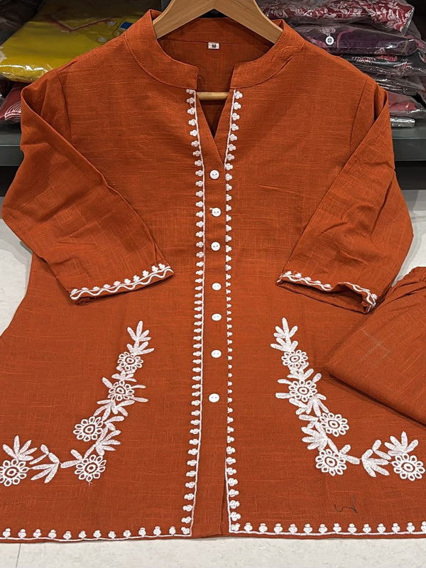 Women’s Cotton Embroidered Co-Ord Set