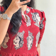 Women’s Peach Rayon Butterfly Print Midi Dress