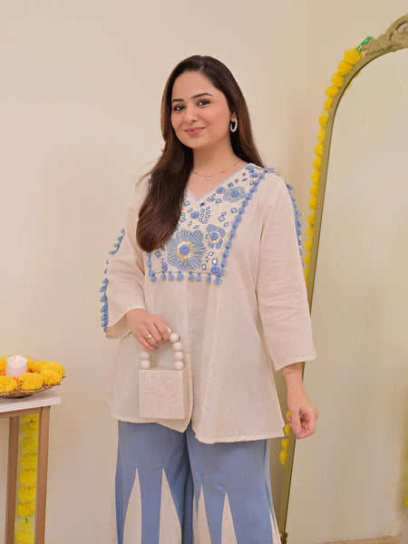 Women's Cotton Embroidered Co-Ord Set
