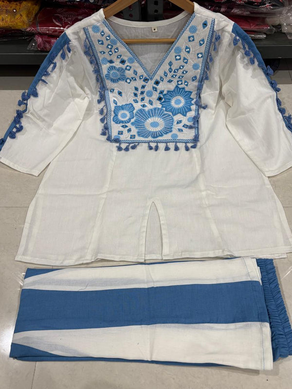 Women's Cotton Embroidered Co-Ord Set