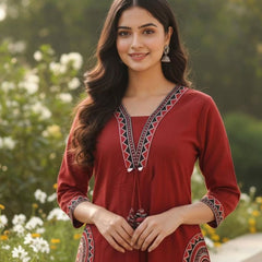 Women's Blue Cotton Embroidered Kurta Set