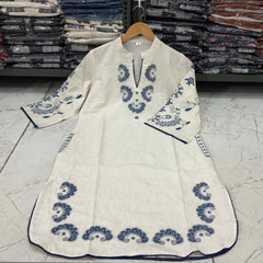 Women’s White Cotton Embroidered Co-Ord Set with Pants