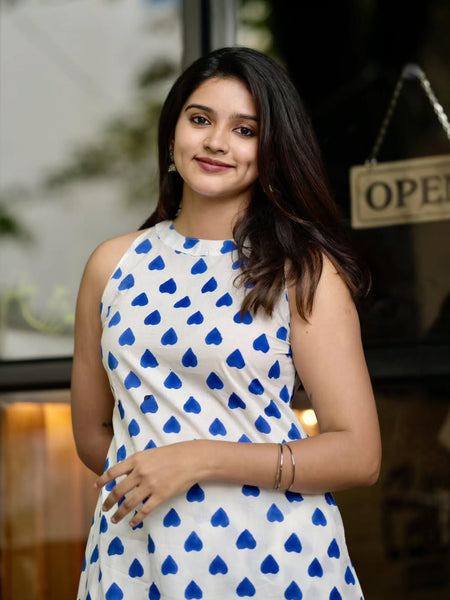 Women’s White Cotton Printed Co-Ord Set with Palazzo