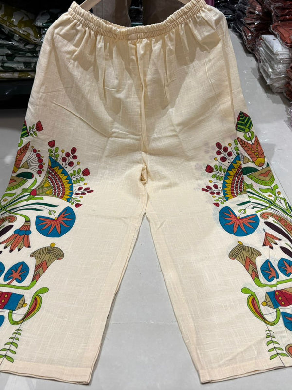 Women’s Coffee Cotton Embroidered Co-Ord Set with Palazzo