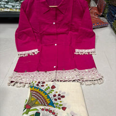 Women’s Coffee Cotton Embroidered Co-Ord Set with Palazzo