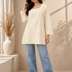 Women’s Off-White Cotton Chikankari Embroidered Top