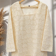 Women’s Off-White Cotton Chikankari Embroidered Top