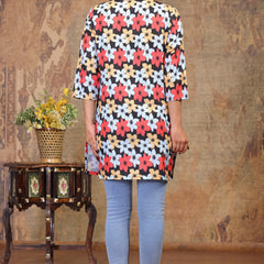 Women’s Multicolour Rayon Floral Printed Short Kurti