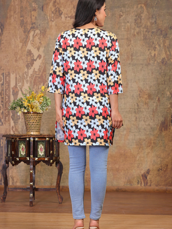 Women’s Multicolour Rayon Floral Printed Short Kurti