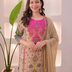 Floral Heritage Printed Straight Kurta Set with Dupatta