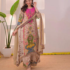 Floral Heritage Printed Straight Kurta Set with Dupatta