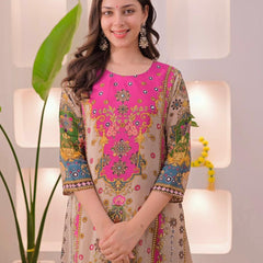 Floral Heritage Printed Straight Kurta Set with Dupatta