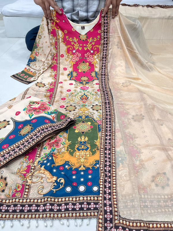 Floral Heritage Printed Straight Kurta Set with Dupatta