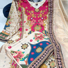 Floral Heritage Printed Straight Kurta Set with Dupatta