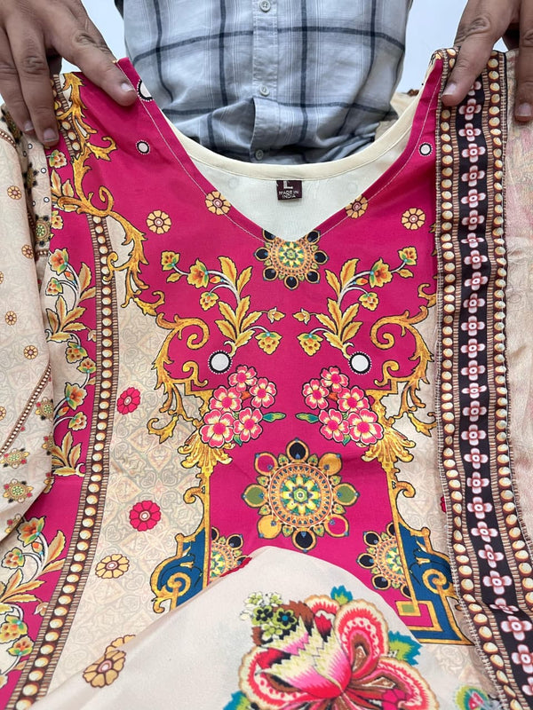 Floral Heritage Printed Straight Kurta Set with Dupatta