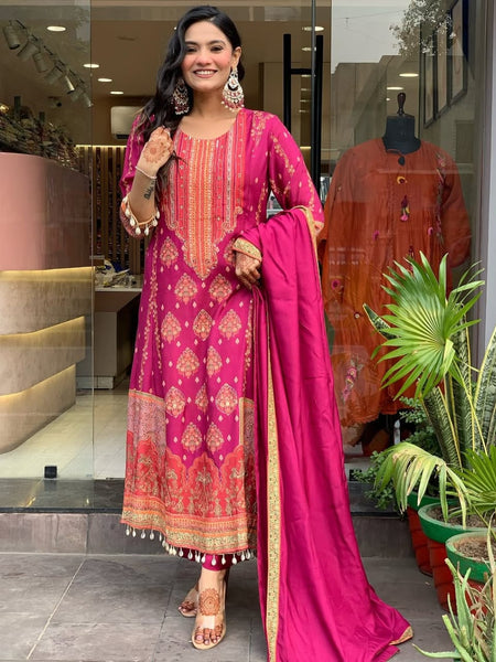 Printed Straight Kurta Set with Dupatta