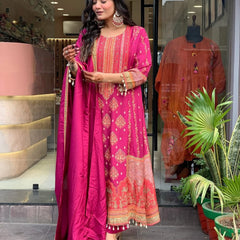 Printed Straight Kurta Set with Dupatta