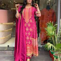 Printed Straight Kurta Set with Dupatta