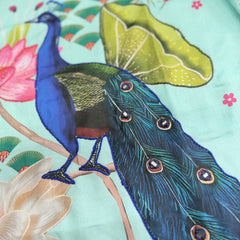 Peacock Floral Printed Straight Kurta Set with Dupatta