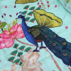 Peacock Floral Printed Straight Kurta Set with Dupatta