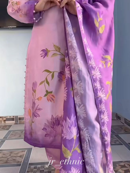 Floral Embroidered Straight Kurta Set with Dupatta