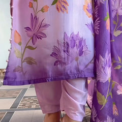 Floral Embroidered Straight Kurta Set with Dupatta