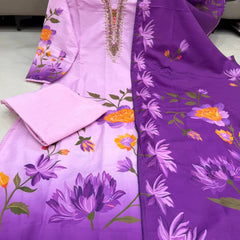 Floral Embroidered Straight Kurta Set with Dupatta